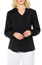 Women's Vince Camuto Split Neck Linen Blouse, Size - Black