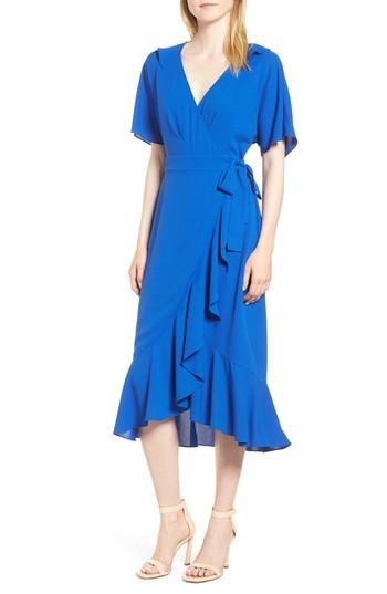 Women's Whistles Abigail Frill Wrap Midi Dress Us / 8 Uk - Blue