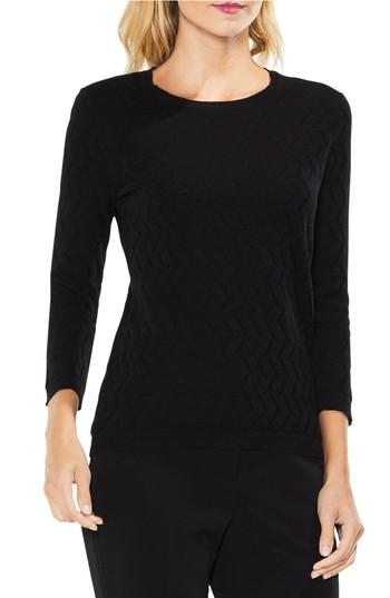Women's Vince Camuto Textured Stitch Sweater, Size - Black