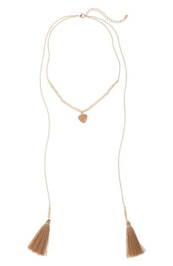 Women's Panacea Faux Drusy Wrap Tassel Necklace
