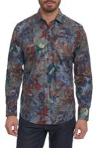 Men's Robert Graham Big Nova Classic Fit Print Sport Shirt, Size - Blue
