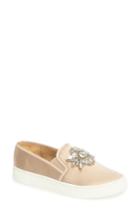 Women's Badgley Mischka Barre Crystal Embellished Slip-on Sneaker M - Beige