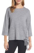 Women's Halogen Side Tie Wool And Cashmere Sweater, Size - Grey