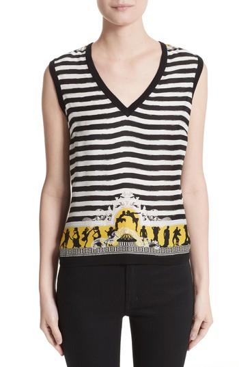 Women's Versace Collection Catwalk Print Wool & Silk Shell Us / 46 It - White