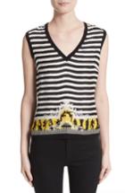 Women's Versace Collection Catwalk Print Wool & Silk Shell Us / 46 It - White