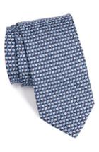 Men's Salvatore Ferragamo Alternating Flowers Silk Tie, Size - Blue