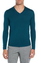 Men's Ted Baker London Noel Slim Fit V-neck Wool Blend Sweater (3xl) - Blue/green