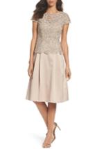 Women's Alex Evenings Lace Tea-length Dress - Beige
