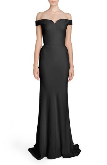 Women's Alexander Mcqueen Crepe Off The Shoulder Gown Us / 36 It - Black