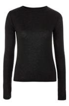 Women's Topshop Boutique Ribbed Long Sleeve Tee Us (fits Like 0) - Black