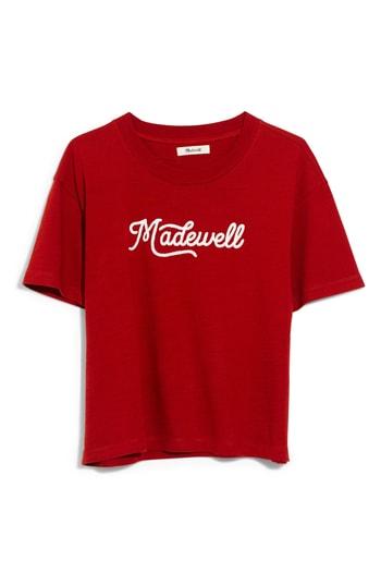 Women's Madewell Embroidered Easy Crop Tee - Red