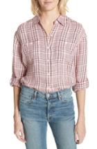 Women's Joie Lidelle Plaid Linen Shirt - Pink
