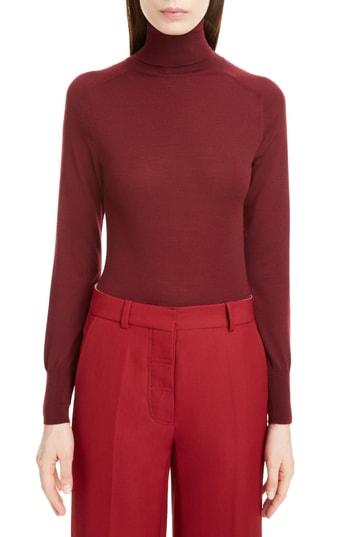 Women's Victoria Beckham Turtleneck Merino Wool Sweater - Red