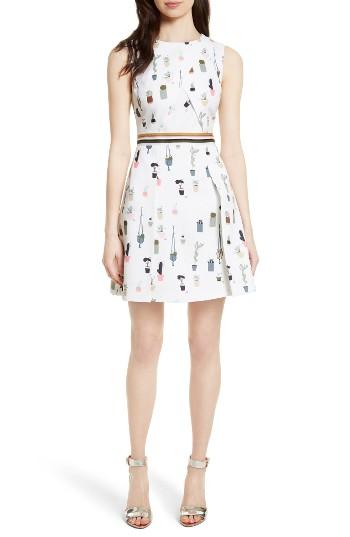 Women's Ted Baker London Tetro Sleeveless Fit & Flare Dress - Ivory