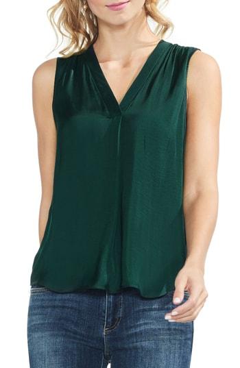 Women's Vince Camuto V-neck Rumple Satin Blouse - Green