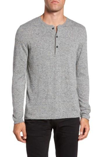 Men's Billy Reid Speckled Henley Sweater, Size - Grey