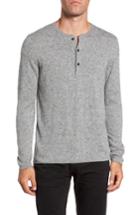 Men's Billy Reid Speckled Henley Sweater, Size - Grey