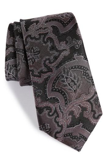 Men's Calibrate Ellerson Paisley Silk Tie, Size - Black