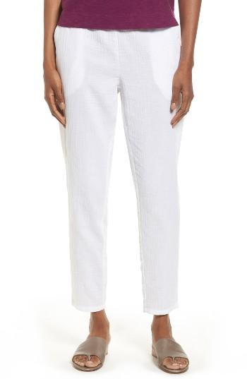 Women's Eileen Fisher Tapered Organic Cotton Ankle Pants, Size - White