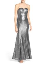Women's Lulus Strapless Sequin Mermaid Gown - Metallic