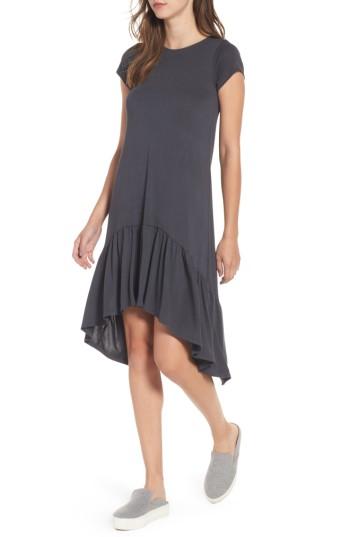 Women's Cotton Emporium Ruffle Hem Knit T-shirt Dress - Black