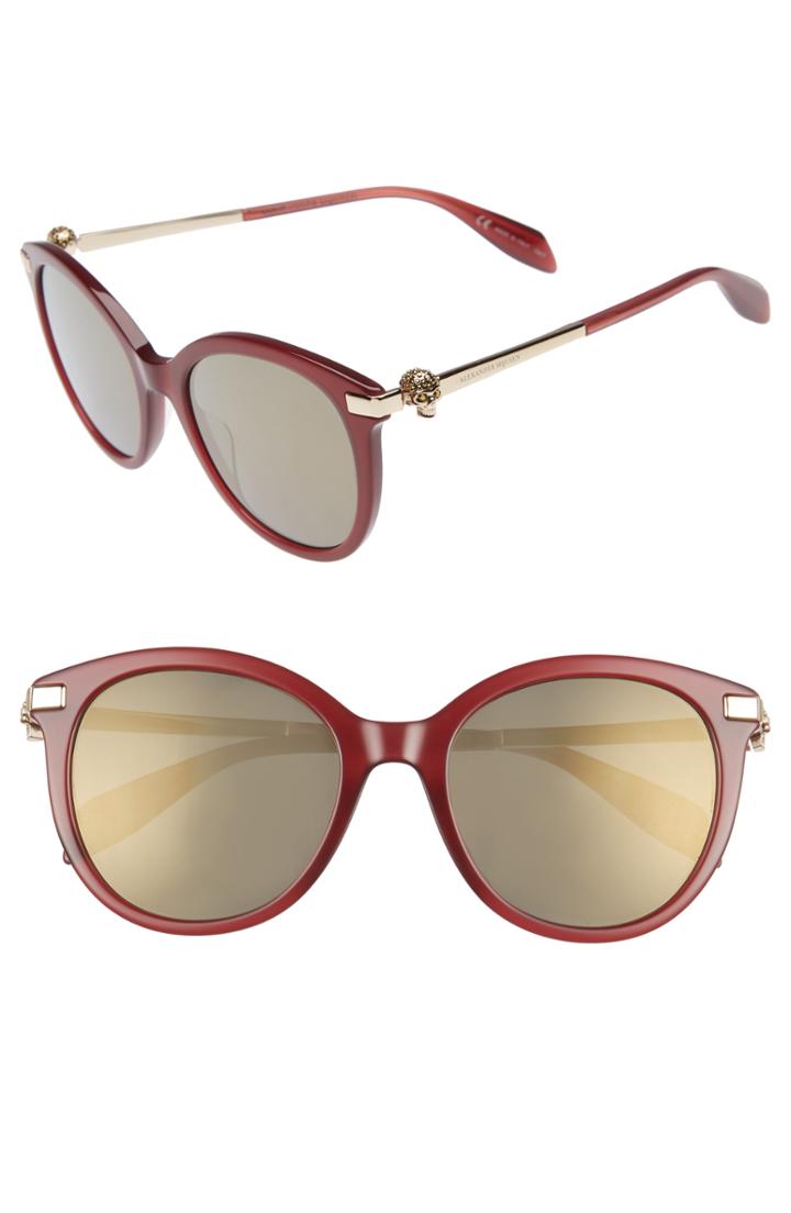 Women's Alexander Mcqueen 53mm Rounded Cat Eye Sunglasses -