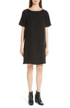 Women's Eileen Fisher Bateau Neck Silk Dress - Black