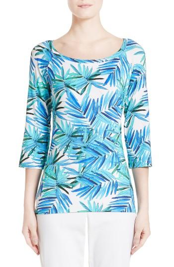 Women's St. John Collection African Palm Print Jersey Tee