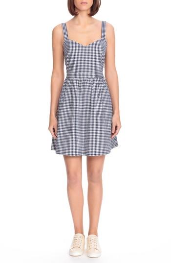 Women's Sezane Austin Back Tie Gingham Sundress Us / 36 Fr - Blue