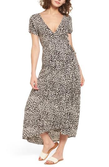 Women's Billabong Wrap Me Up Print Midi Dress - Black