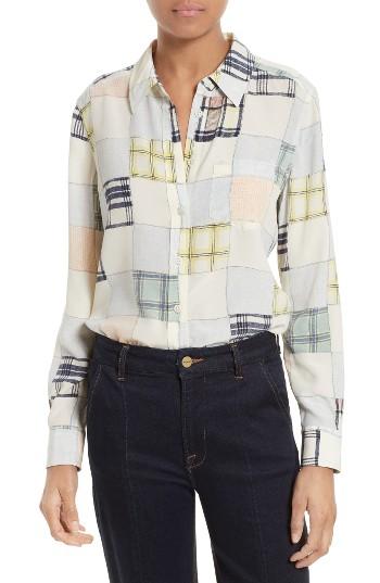 Women's Equipment Brett Print Silk Shirt - White