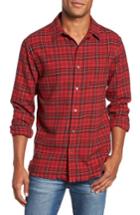Men's Frame Broken Hem Plaid Flannel Sport Shirt - Red