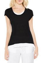 Women's Two By Vince Camuto Colorblocked Linen Top, Size - Black
