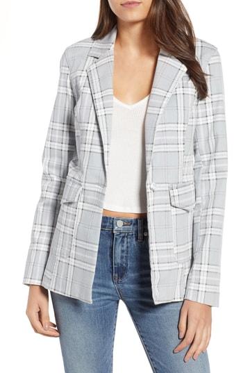 Women's Afrm Lila Plaid Blazer - Grey