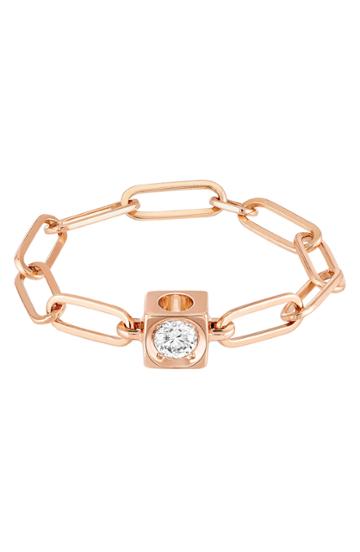 Women's Dinh Van Le Cube Diamant 18k Gold Chain Ring