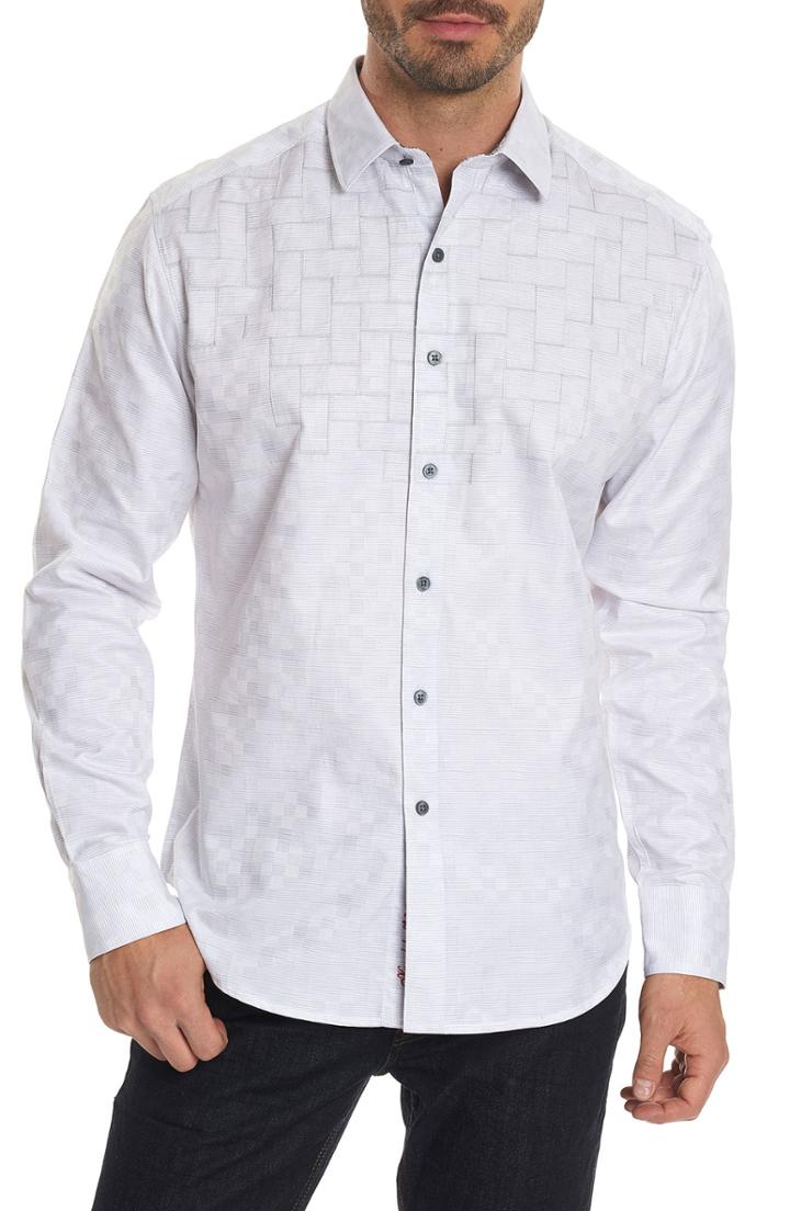Men's Robert Graham Transient Classic Fit Print Sport Shirt, Size - White