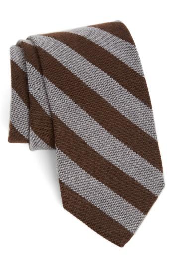 Men's Strong Suit Stripe Wool & Silk Tie, Size - Brown