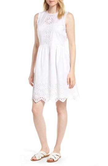 Women's Hinge Cotton Eyelet Mini Dress, Size - White