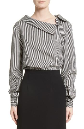 Women's Altuzarra Asymmetrical Pinstripe Shirt Us / 36 Fr - Black