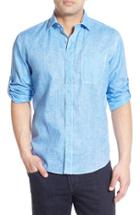 Men's Bugatchi Shaped Fit Solid Sport Shirt, Size - Blue