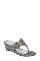Women's Adrianna Papell Coco Beaded Wedge Sandal .5 M - Metallic