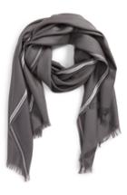 Men's Salvatore Ferragamo Wool & Silk Fringed Scarf, Size - Grey
