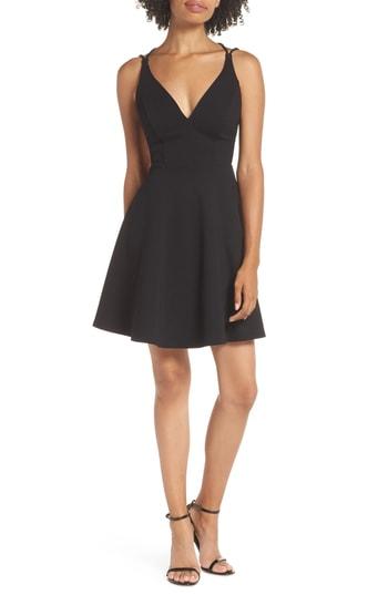 Women's Lulus Believe In Love Strappy Back Skater Dress - Black
