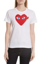 Women's Comme Des Garcons Play Heart Graphic Tee - White