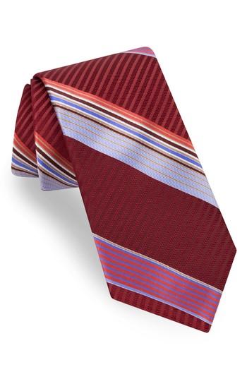 Men's Ted Baker London Aventura Stripe Silk Tie, Size - Red