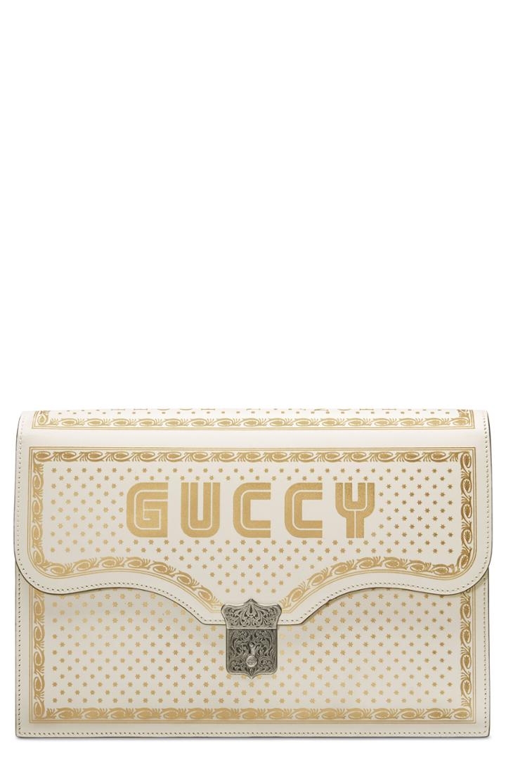 Gucci Guccy Logo Moon & Stars Envelope Clutch -