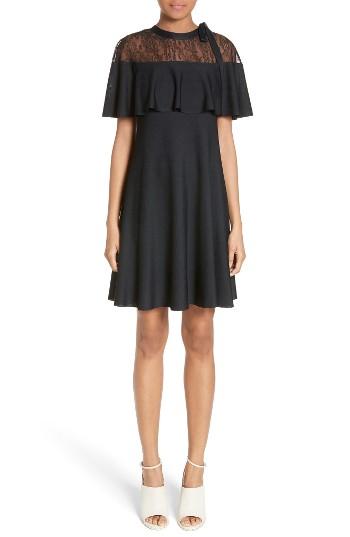 Women's Valentino Lace Capelet Knit Dress