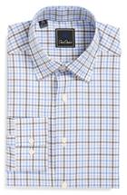 Men's David Donahue Regular Fit Plaid Dress Shirt .5 34/35 - Blue