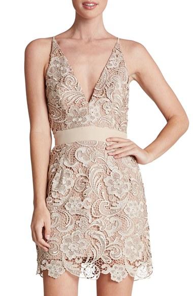 Women's Dress The Population Ava Lace Minidress - Beige