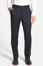 Men's Nordstrom Men's Shop Flat Front Wool Trousers - Blue